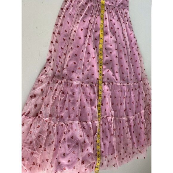 Betsey Johnson Heart Print Retro Bustier Corset Tulle Midi Dress Sz 6 Runs Small - Picture 11 of 16
